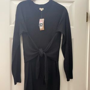 Grey tie waist sweater dress NWT